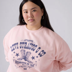 Graphic Logo Everyday Sweatshirt (Plus Size) - Plus Crew Boot Poste - Pink