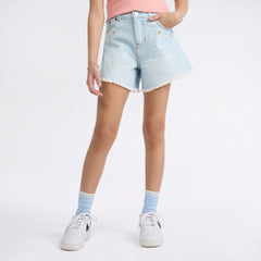 Big Girls Crochet A Line Denim Shorts - Medium Wash