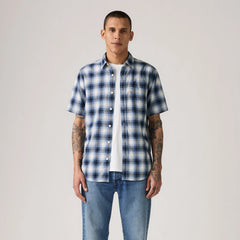 Short-Sleeve Classic One Pocket Standard Fit Shirt - Sydney Plaid Quiet Harbor - Blue