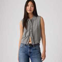Supersoft Mini Ruffle Vest Top - Dark Heather - Grey