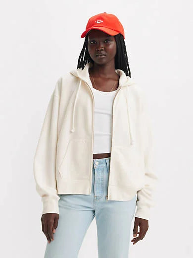 Everyday Zip-Up Hoodie Sweatshirt - White Swan