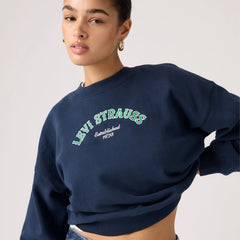 Graphic Logo Vintage Boxy Sweatshirt - Crew Western Collegi - Blue