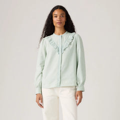 Jane Eyelet Blouse - Blue Light Chambray - Medium Wash