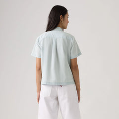 Albie Camp Shirt - Honestly Happy - Medium Wash