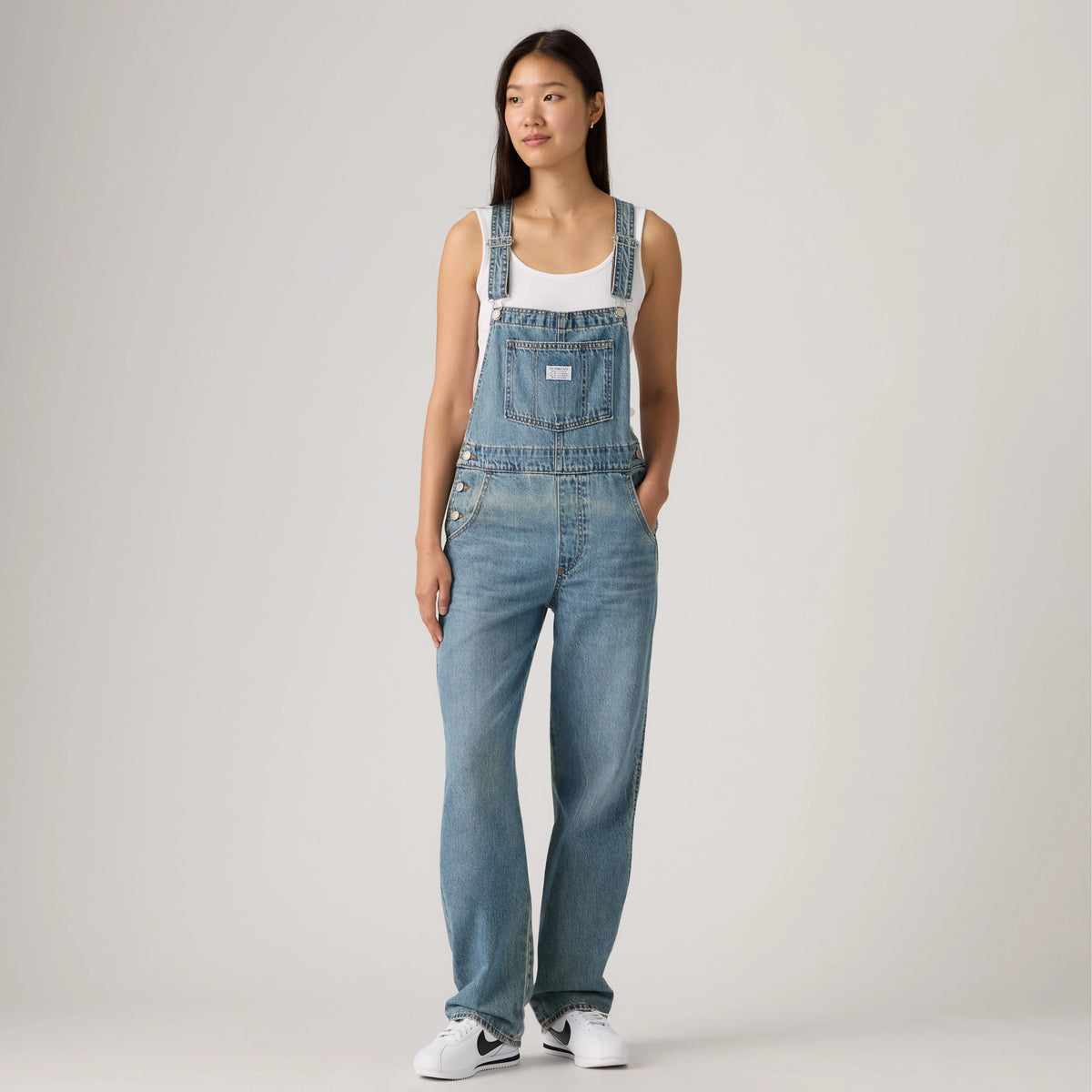Vintage Denim Lightweight Overalls - File Away - Medium Wash
