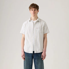 Short-Sleeve Classic One Pocket Standard Fit Shirt - Garrett Stripe Egret - White