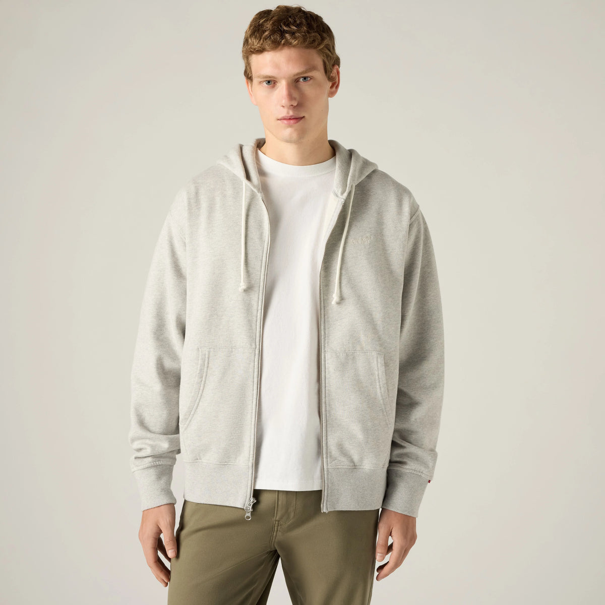 Authentic Full Zip Garment Dye Sweatshirt - Light Grey Heather - Grey