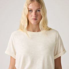 Julie Slub Short-Sleeve Tee - Egret - White