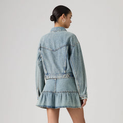90s Cropped Trucker Jacket - Trip Truck - Med Indigo - Worn In