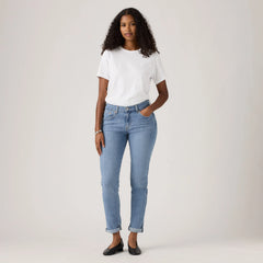 Boyfriend Mid Rise Women's Jeans - Lapis - Medium Wash