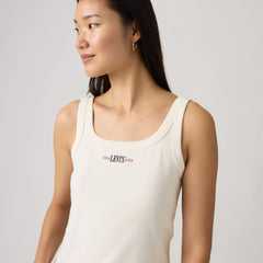Graphic Logo Essential Tank Top - P2_Craft Serif Horiz - White