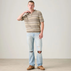 Laguna Sweater Polo - Terrace Stripe Vintage Khaki - Tan