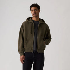 Hayes Boxy Grunge Wash Full-Zip Sweatshirt - Grunge Maitake Brown - Brown