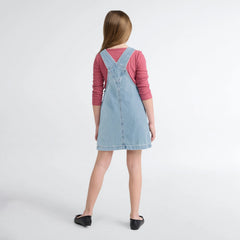 Denim Side Pocket Skirtall Little Girls 4-6 - Marin Babe - Light Wash