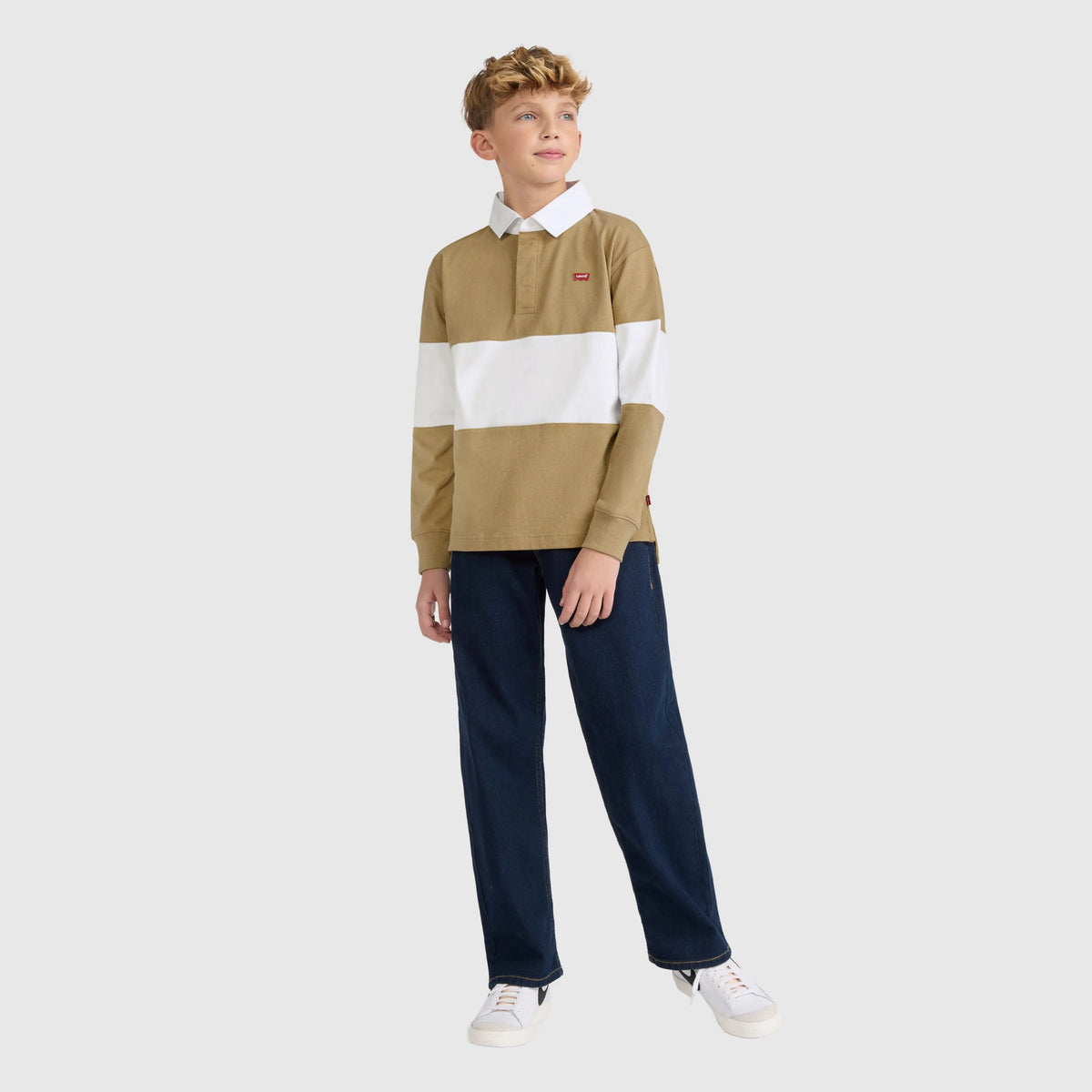 Timeless Rugby Long Sleeve Polo Big Boys 8-20 - Travertine - Brown