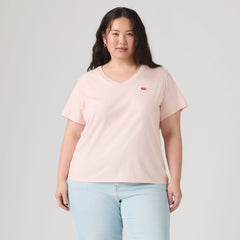 V-Neck T-Shirt (Plus Size) - Potpourri - Pink