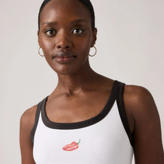 Graphic Logo Essential Tank Top - Spicy Pepper W Glitt - White