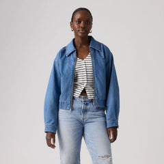 Western Blouson Bomber Jacket - Medium Wash - Medium Wash