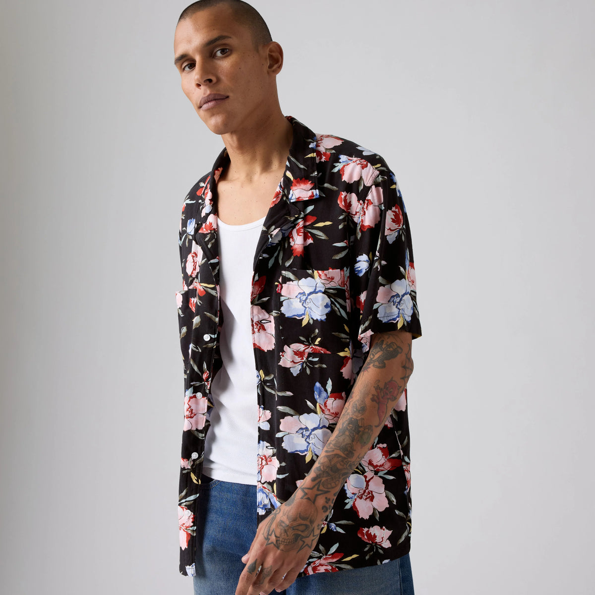 Classic Camp Shirt - Blake Brushstroke Floral Oatmeal - Multi-Color