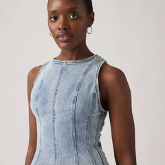 Leighton Peplum Top - In The Dust Stone - Medium Wash