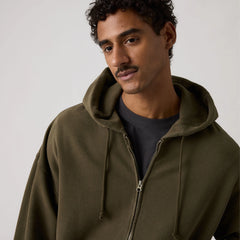 Hayes Boxy Grunge Wash Full-Zip Sweatshirt - Grunge Maitake Brown - Brown