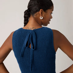 Cely Smocked Midi Dress - Chill Lagoon - Dark Wash