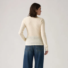 Anika Crewneck Top - Egret - White