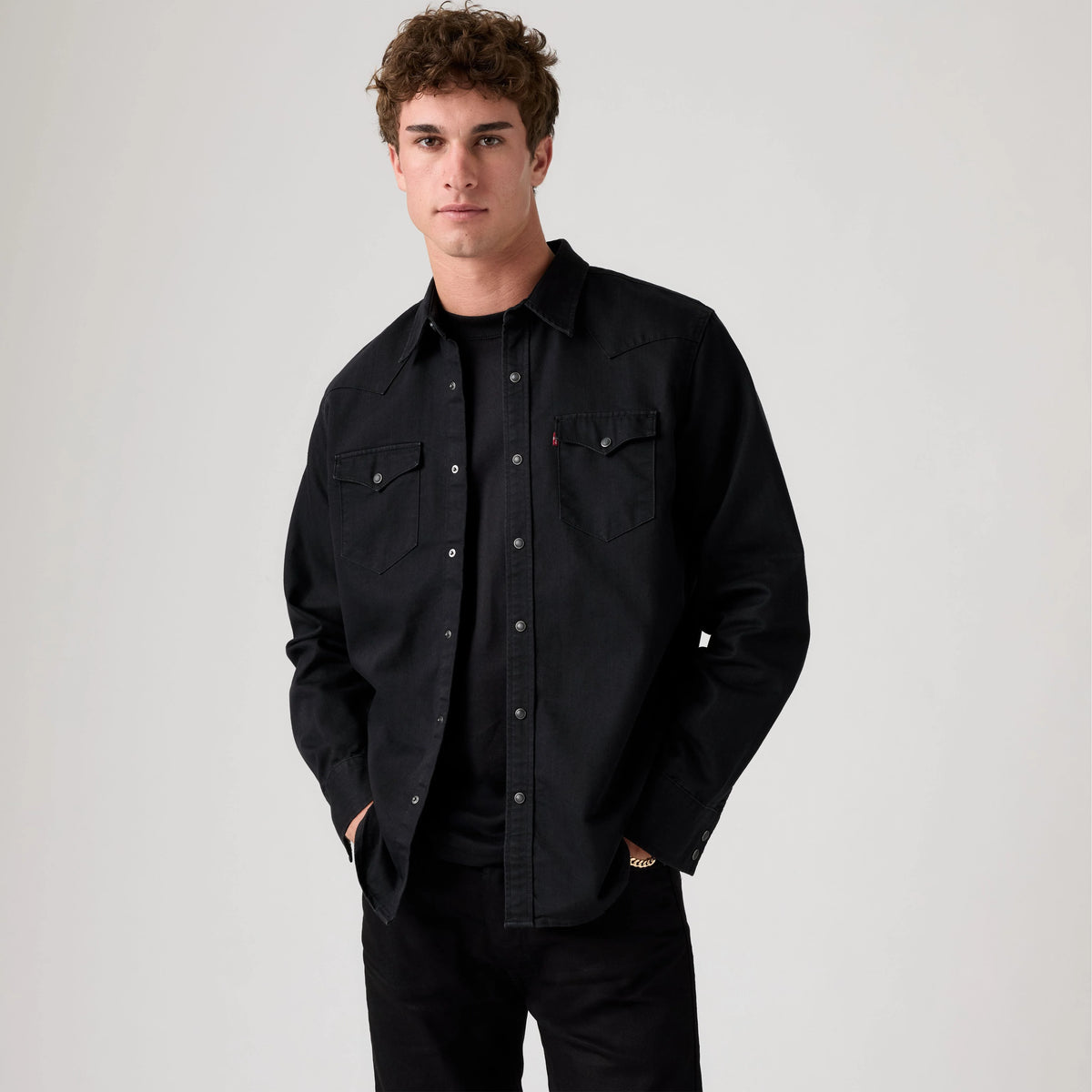 Classic Western Standard Fit Shirt - New Black Rinse - Black