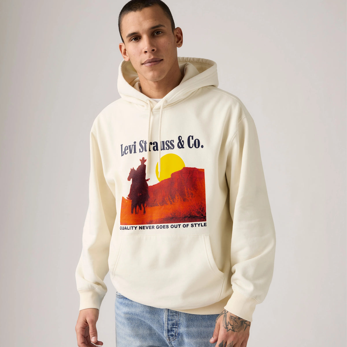 Relaxed Graphic Hoodie Sweatshirt - Archival Western Egret - White