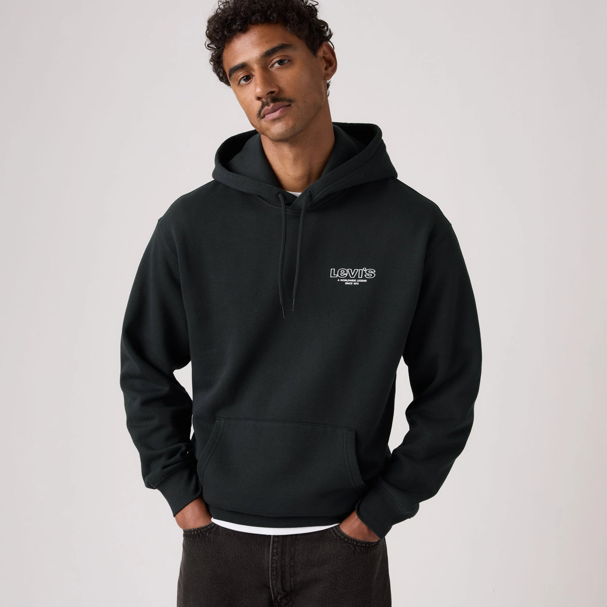 Relaxed Graphic Hoodie Sweatshirt - Worlds Finest Denim Jet Black - Black