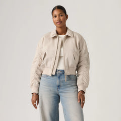 Bowie Cropped Bomber Jacket - Chateau Gray - Grey