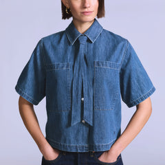 Women's Short-Sleeve Cafe Top - Everyday Blues - Medium Wash