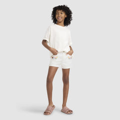 Embroidered Girlfriend Short Big Girls 7-16 - Antique White