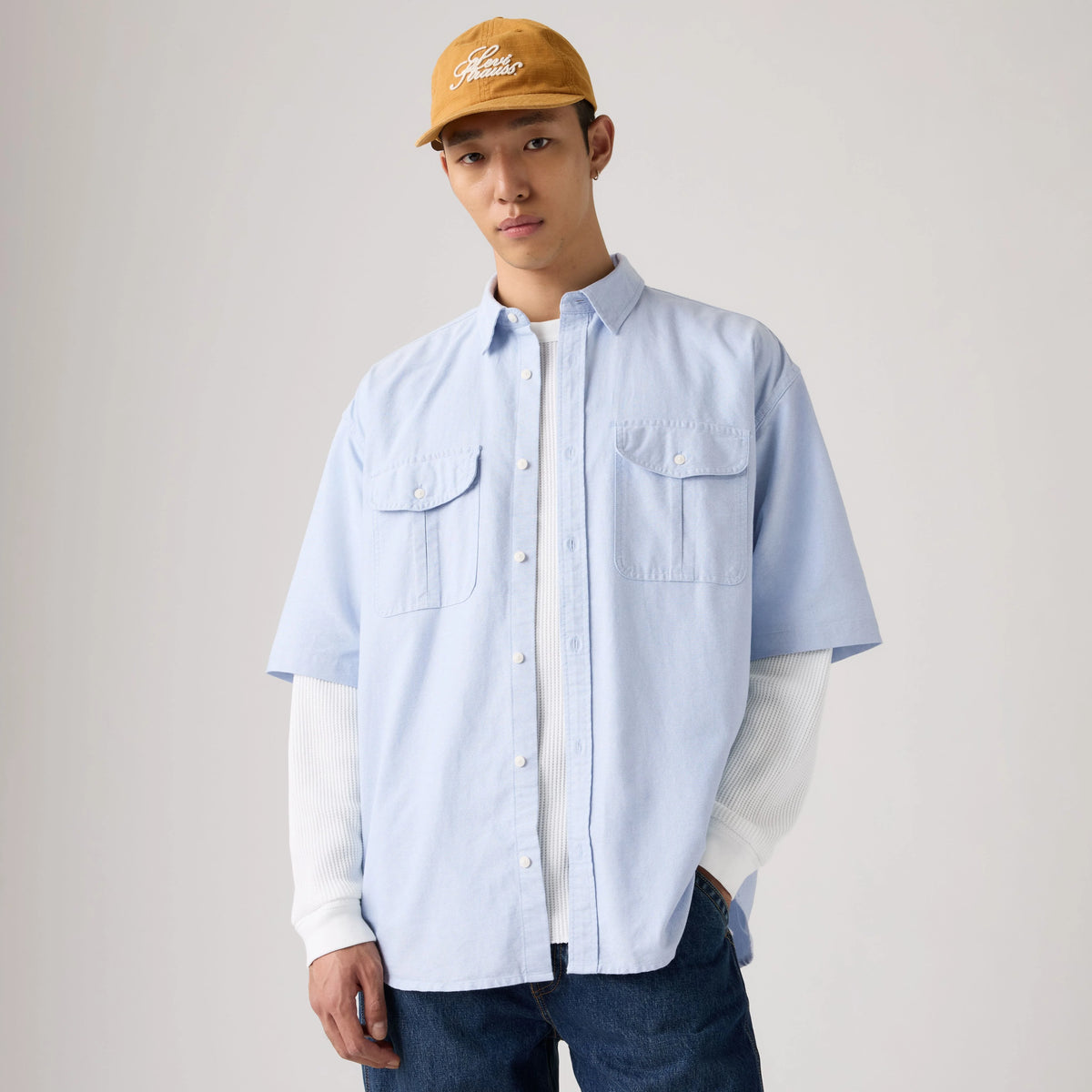 Short-Sleeve Pacifica Loose Oxford Shirt - Allure - Blue