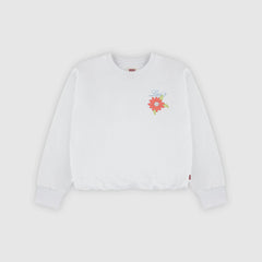 Long Sleeve Bubble Hem Knit Top Big Girls 7-16 - Bright White