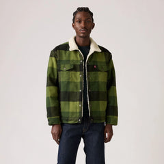 Relaxed Fit Sherpa Plaid Trucker Jacket - Laredo Plaid Duffel Bag - Green