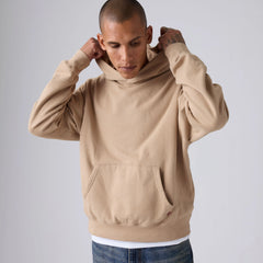 Soft Boxy Garment Dye Hoodie Sweatshirt - White Pepper - White