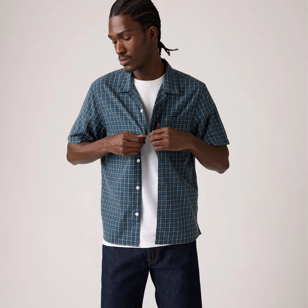 Short-Sleeve Sunset Standard Camp Shirt - Ricky Dobby Plaid - Blue