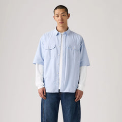 Short-Sleeve Pacifica Loose Oxford Shirt - Allure - Blue