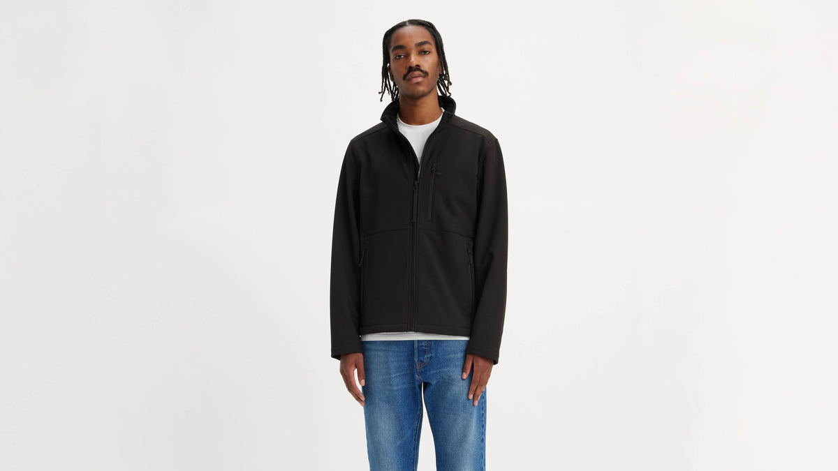 Soft Shell Stand Collar Jacket - Black