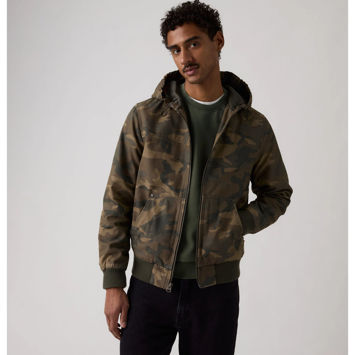 Workwear Hooded Jacket - Camo - Green