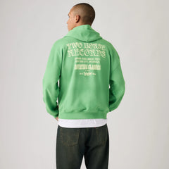 Two Horse Boxy Garment Dye Hoodie Sweatshirt - Two Horse Records - Green