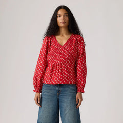 Soleil Wrap Blouse - Angela Daisy Urban R - Red