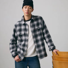 Classic Worker Flannel Overshirt - Scottie Plaid Smoked Pearl - Grey