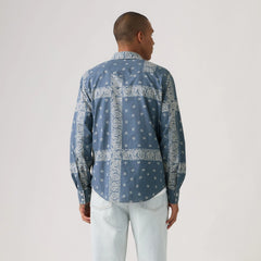 Classic Western Standard Fit Shirt - Azad Paisley Ensign Blue Poplin - Blue