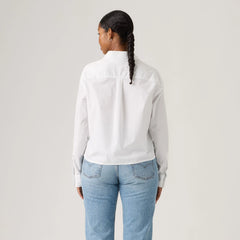 Harlie Cropped Button Down Shirt - Bright White - White