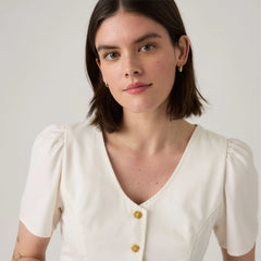 Moxie Short-Sleeve Denim Blouse - Another Flurry - Medium Wash