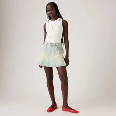 Pleated Mini Skirt - On Blast - Light Wash