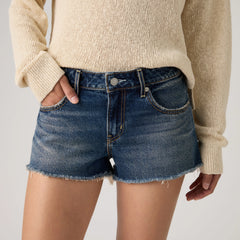 Low Rise Women's Shorts - Free Lunch - Dark Wash
