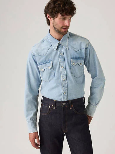 Shorthorn Sawtooth Western Shirt - Standly - Medium Wash